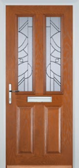 Enfield Abstract Bevel composite door in Oak