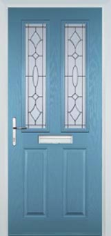Enfield Clear Bevel composite door in Pastel Blue