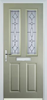 Enfield Clear Bevel composite door in Pastel Green