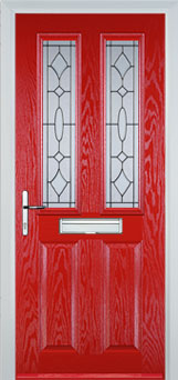 Enfield Clear Bevel composite door in Poppy Red