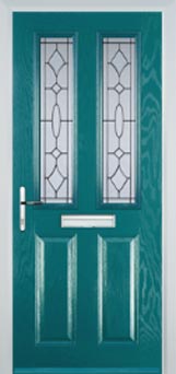 Enfield Clear Bevel composite door in Turquoise