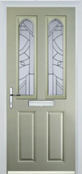 Hampstead Abstract Bevel composite door in Pebble Grey