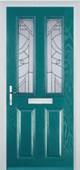 Hampstead Abstract Bevel composite door in Turquoise Blue