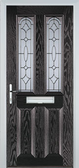Hampstead Clear Bevel composite door in Black-Brown