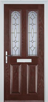 Hampstead Clear Bevel composite door in Darkwood
