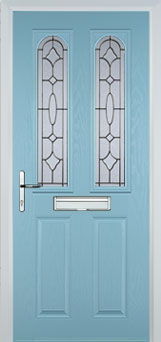 Hampstead Clear Bevel composite door in Duck Egg Blue