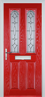 Hampstead Clear Bevel composite door in Poppy Red