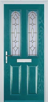 Hampstead Clear Bevel composite door in Turquoise Blue
