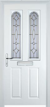 Hampstead Clear Bevel composite door in White