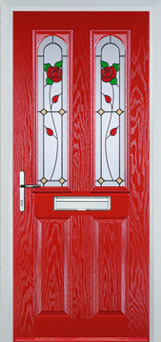 Hampstead Pelerine composite door in Poppy Red