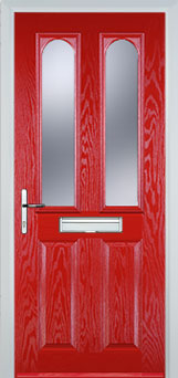 Hampstead Gold Lead composite door in Poppy Red
