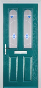 Hampstead Murano composite door in Turquoise Blue