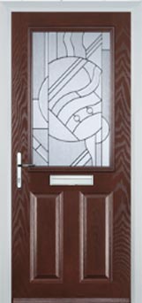 Marylebone Abstract Bevel composite door in Darkwood