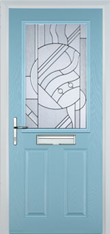 Marylebone Abstract Bevel composite door in Duck Egg Blue