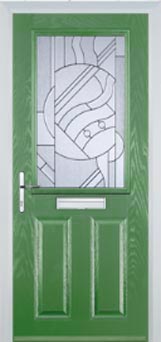Marylebone Abstract Bevel composite door in Fern Green