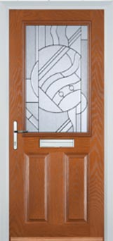 Marylebone Abstract Bevel composite door in Oak