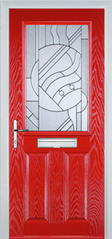 Marylebone Abstract Bevel composite door in Poppy Red