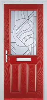 Marylebone Abstract Bevel composite door in Red