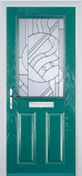 Marylebone Abstract Bevel composite door in Turquoise Blue