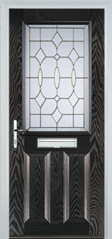 Marylebone Clear Bevel composite door in Black-Brown