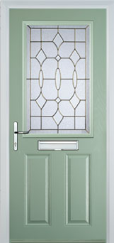 Marylebone Clear Bevel composite door in Chartwell Green