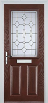 Marylebone Clear Bevel composite door in Darkwood