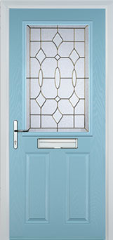 Marylebone Clear Bevel composite door in Duck Egg Blue