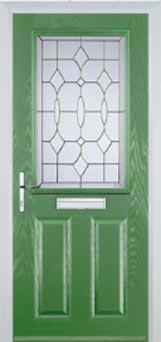 Marylebone Clear Bevel composite door in Fern Green