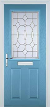 Marylebone Clear Bevel composite door in Pastel Blue