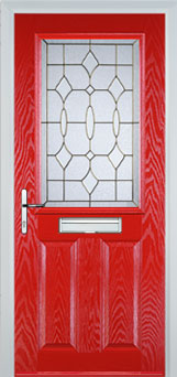 Marylebone Clear Bevel composite door in Poppy Red