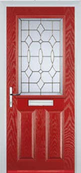 Marylebone Clear Bevel composite door in Red