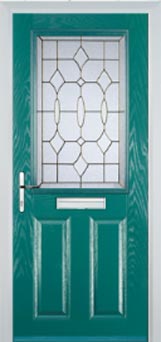 Marylebone Clear Bevel composite door in Turquoise Blue
