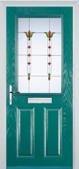 Marylebone Autumn Falls composite door in Turquoise Blue