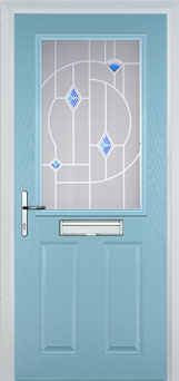 Marylebone Murano composite door in Duck Egg Blue