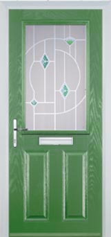 Marylebone Murano composite door in Fern Green