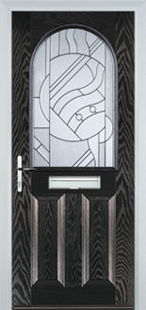 Wimbledon Abstract Bevel composite door in Black-Brown
