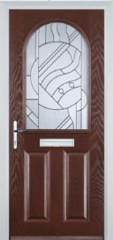 Wimbledon Abstract Bevel composite door in Darkwood