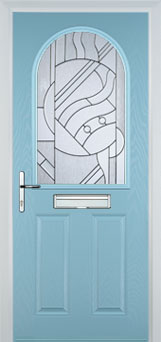 Wimbledon Abstract Bevel composite door in Duck Egg Blue