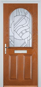 Wimbledon Abstract Bevel composite door in Oak