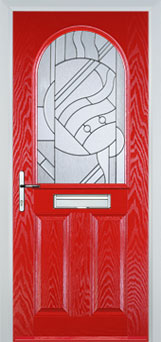 Wimbledon Abstract Bevel composite door in Poppy Red