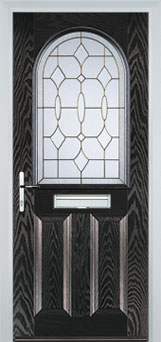Wimbledon Clear Bevel composite door in Black-Brown
