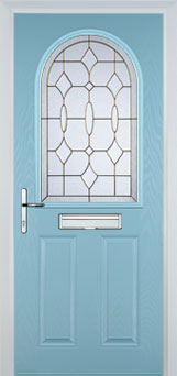 Wimbledon Clear Bevel composite door in Duck Egg Blue
