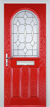 Wimbledon Clear Bevel composite door in Poppy Red