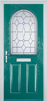 Wimbledon Clear Bevel composite door in Turquoise Blue