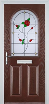 Wimbledon Pelerine composite door in Darkwood