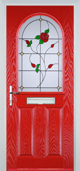 Wimbledon Pelerine composite door in Poppy Red