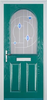 Wimbledon Murano composite door in Turquoise Blue